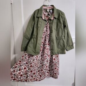 Green Jacket with Floral Dress